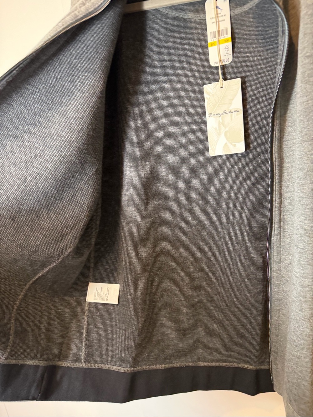 NWT Tommy Bahama Men’s Gray Full-Zip Sweater Jacket - Picture 4 of 8